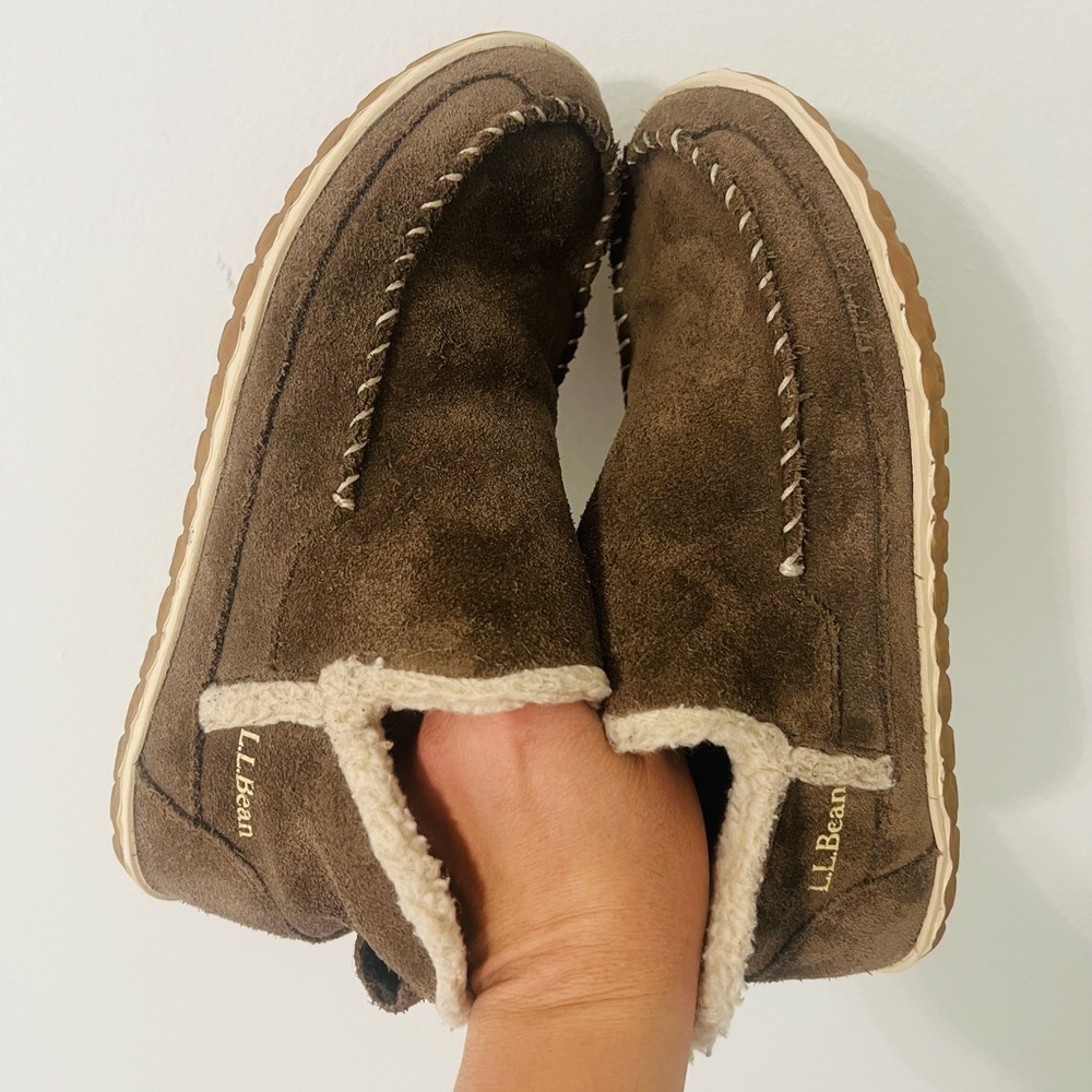 L.L. Bean Women's Size 7 Brown Suede Shearling-Lined Slipper Boots - Picture 3 of 11